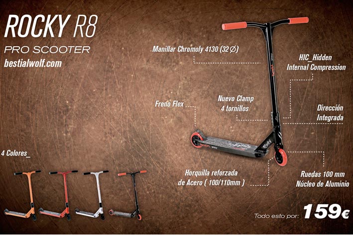 Patinete Scooter Bestial Wolf Rocky R8